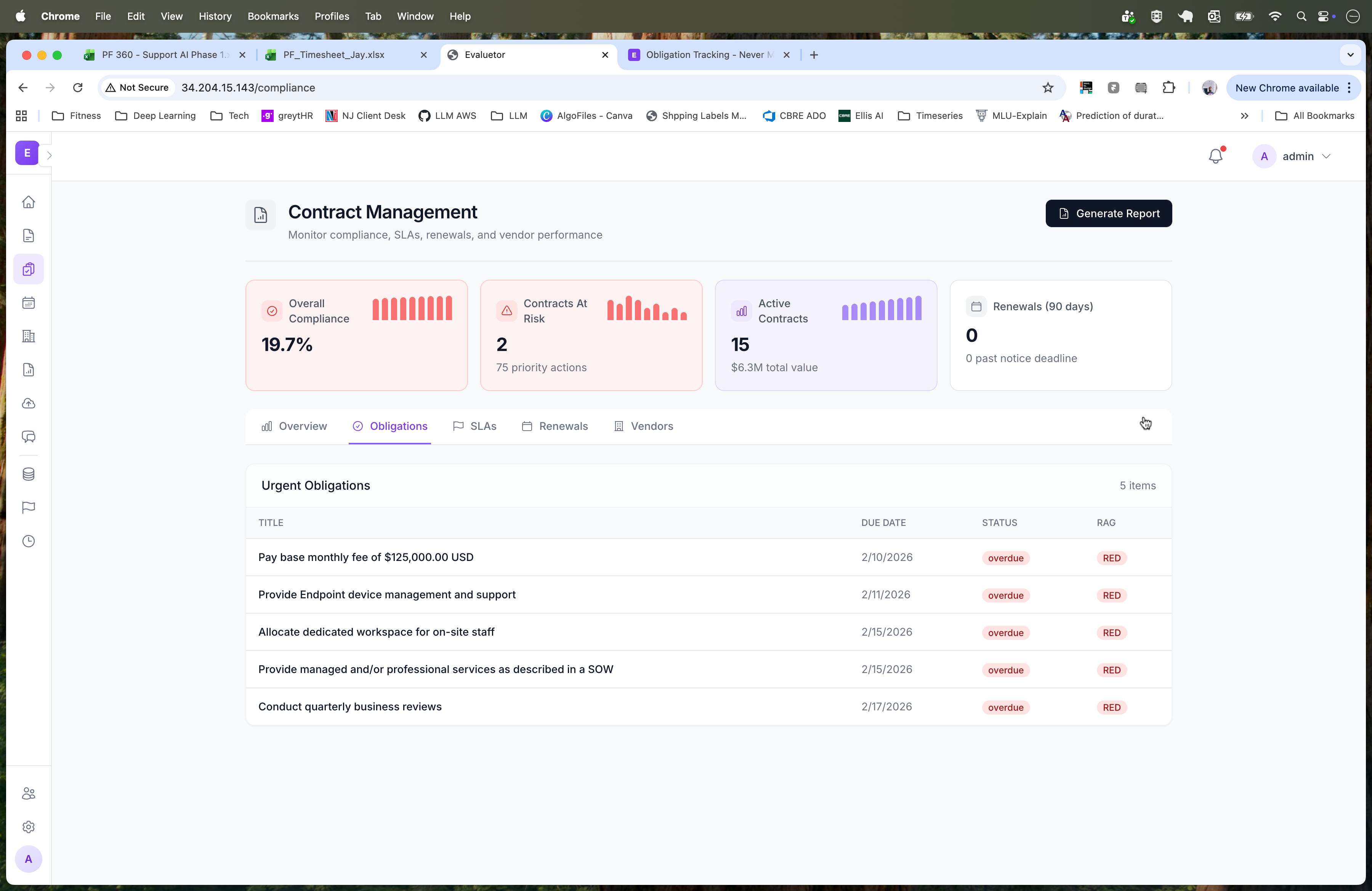 Obligation extraction with deadline tracking